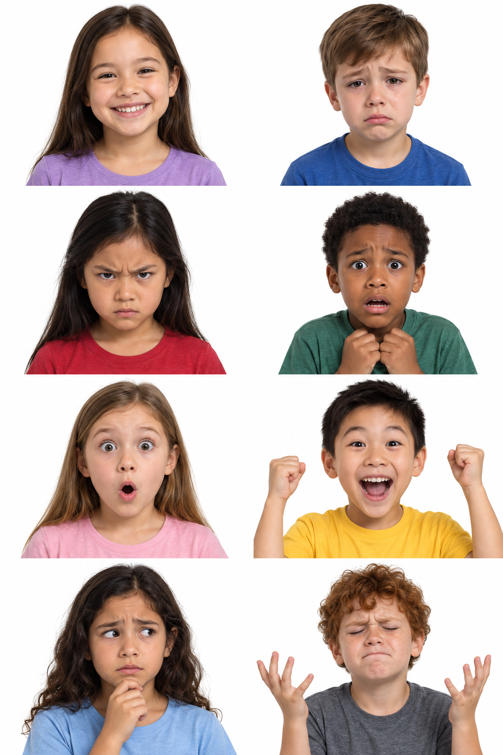 AI-generated emotion portraits from the Basic Emotions picture cards
