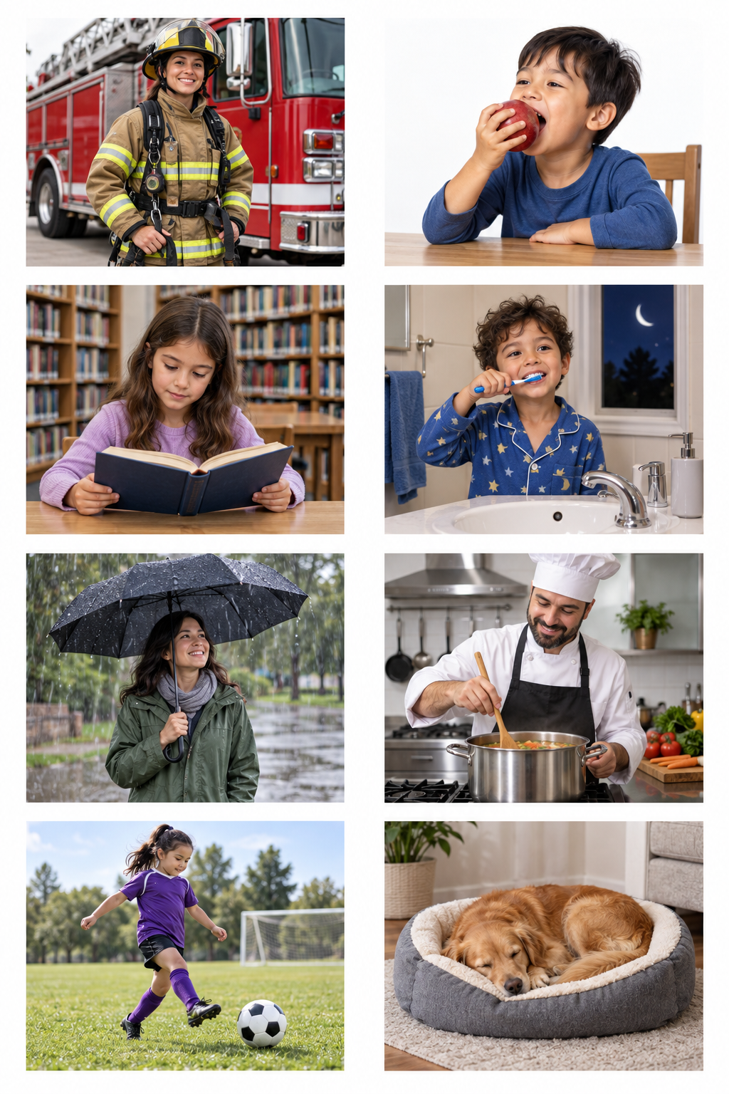 AI-generated everyday scenes for WH question practice